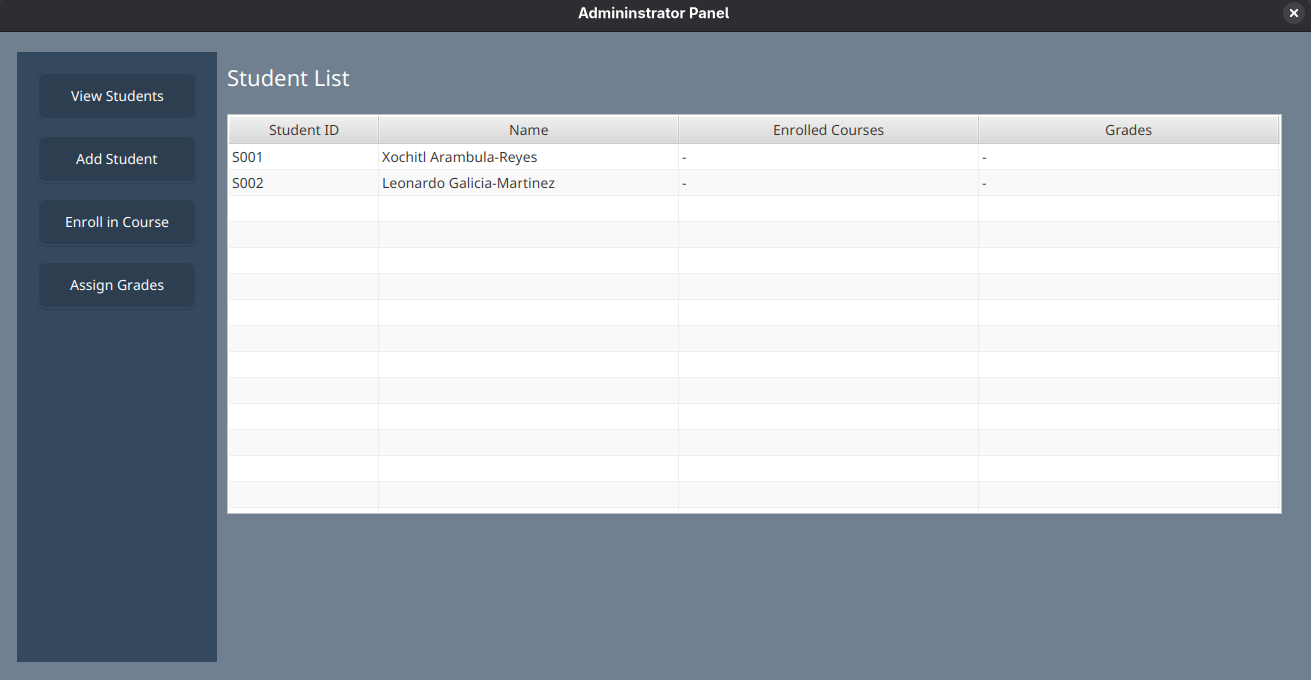 Screenshot of a graphical interface program